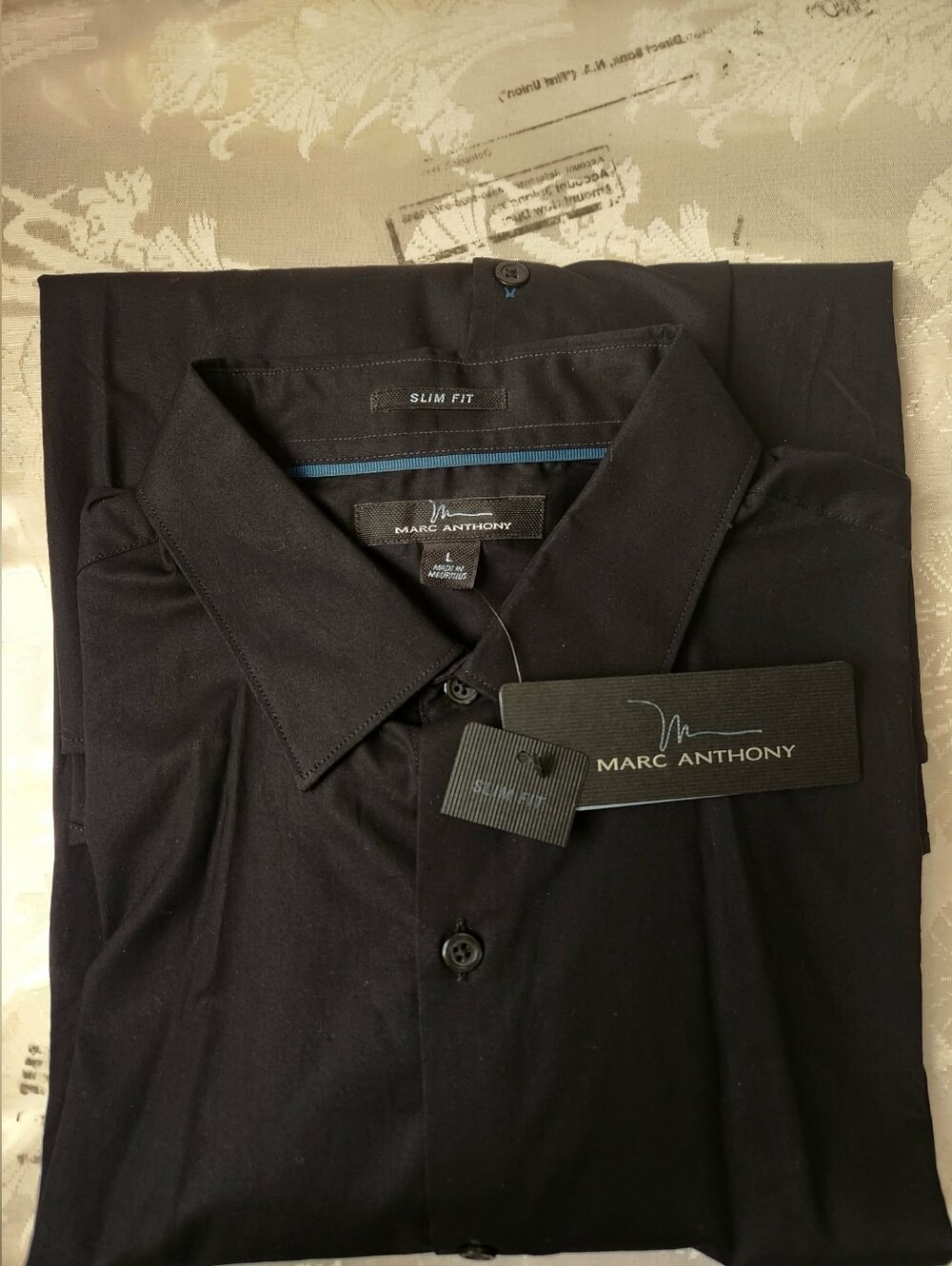Marc Anthony Black Slim Fit Men's Dress Shirt Long Sleeve